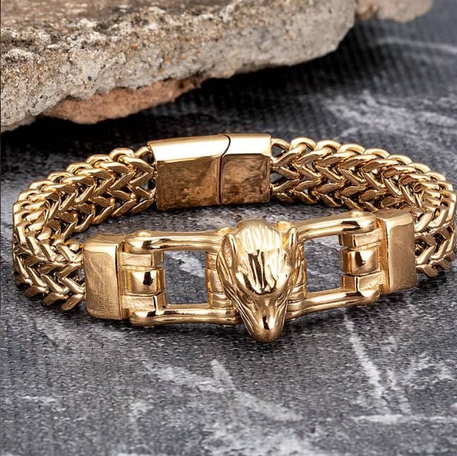 Men's Lion Head Braided Plate Bracelet