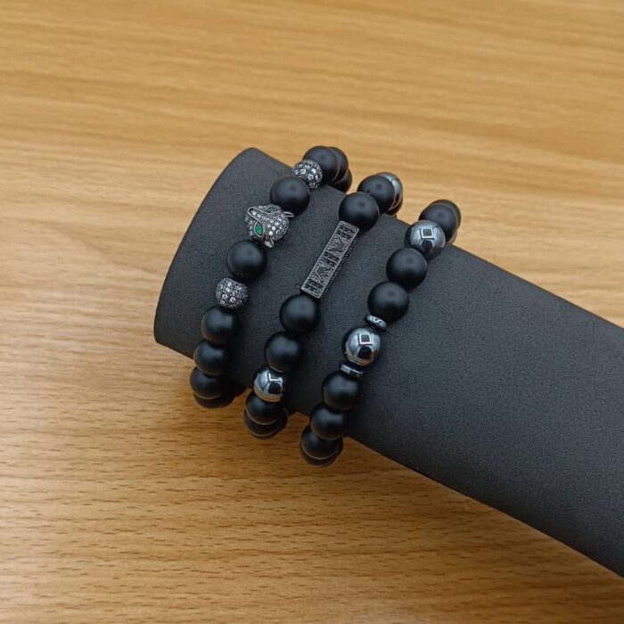 Men's Beaded Bracelet Set- Skull Accent