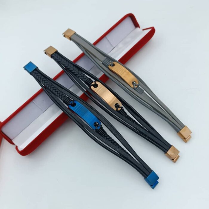 Men's Leather Bracelet- Black or Grey