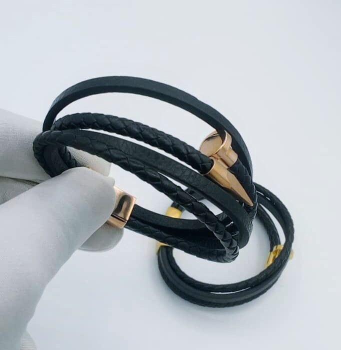 Men's Leather Bracelet- Black