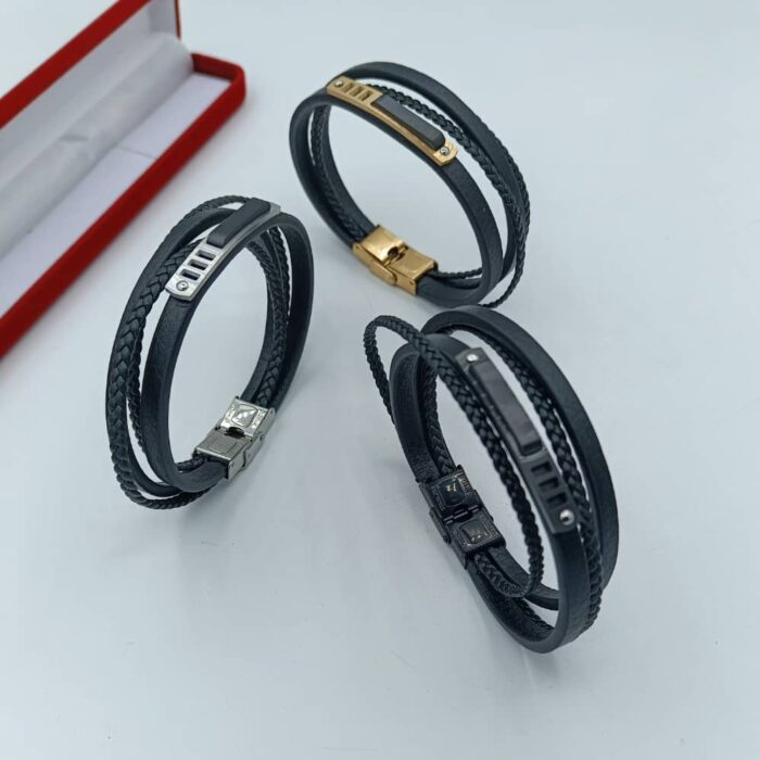 Men's Leather Bracelet- Black