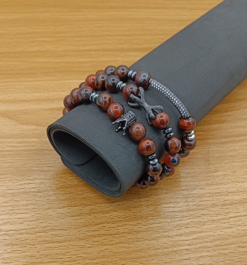 Men's Beaded Bracelet- Brown and Black