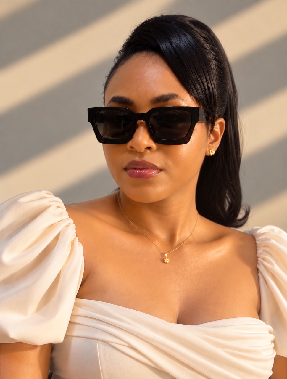 Black oversized statement sunglasses
