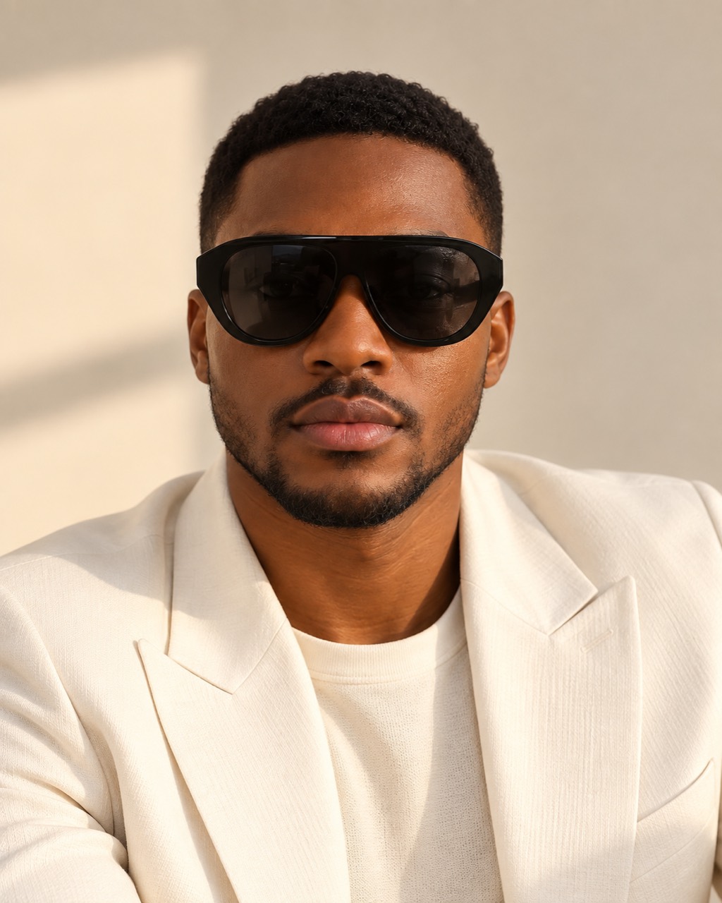 Bold black polarized sunglasses